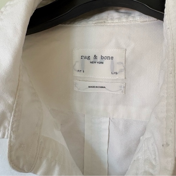 rag & bone Men’s Cotton Dobby White Long Sleeve Button-Up Shirt Size Large - Picture 4 of 12